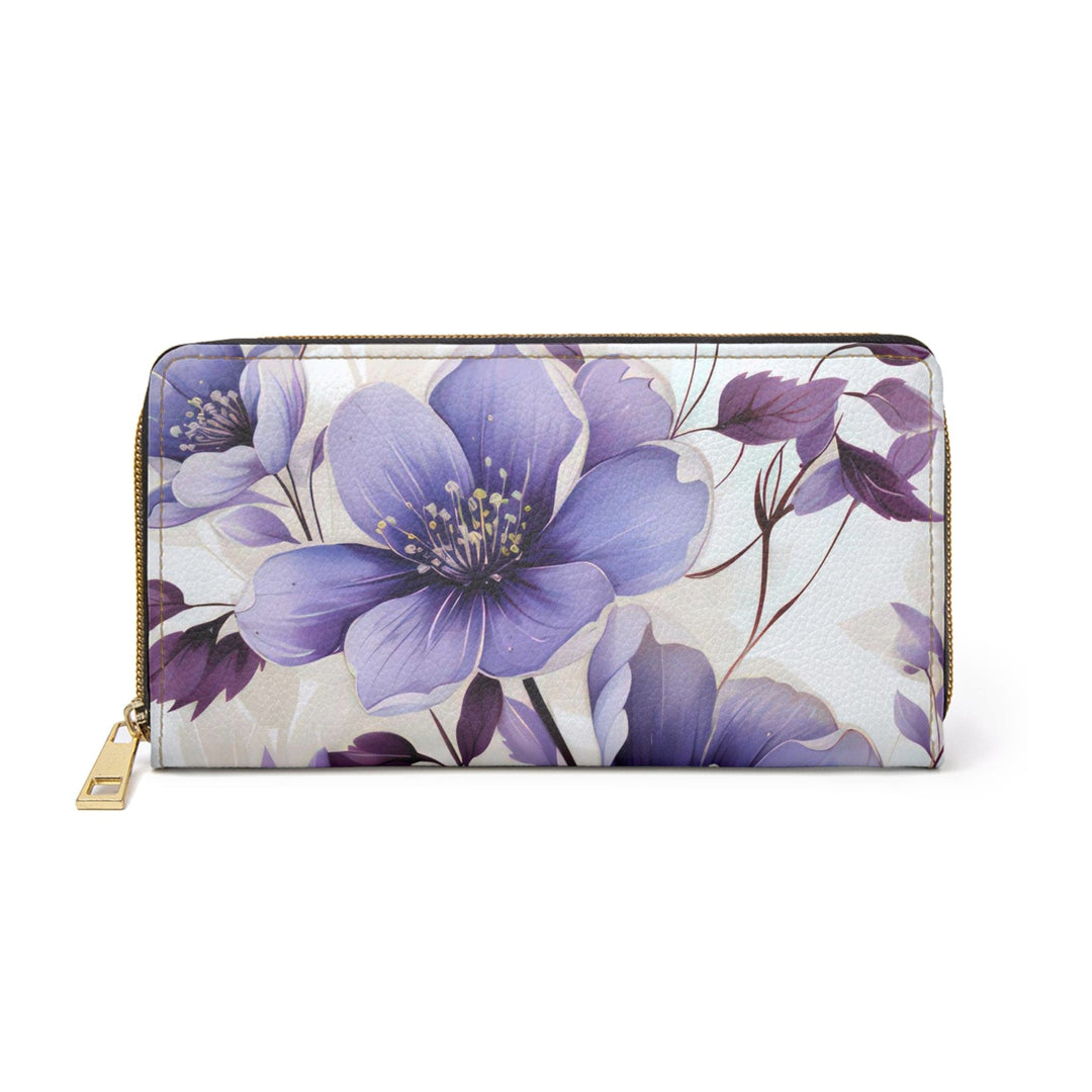 Zipper Wallet Purple and Violet Botanical Blooms: Floral Illustration - Bags