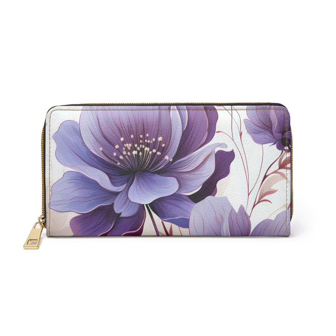 Zipper Wallet Purple and Violet Botanical Blooms: Floral Illustration - Bags