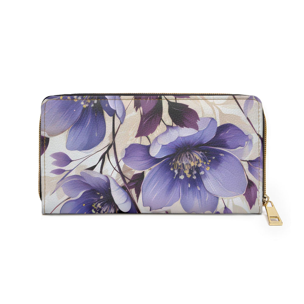 Zipper Wallet Purple and Violet Botanical Blooms: Floral Illustration - Bags