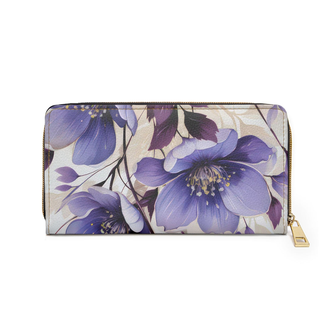 Zipper Wallet Purple and Violet Botanical Blooms: Floral Illustration - Bags