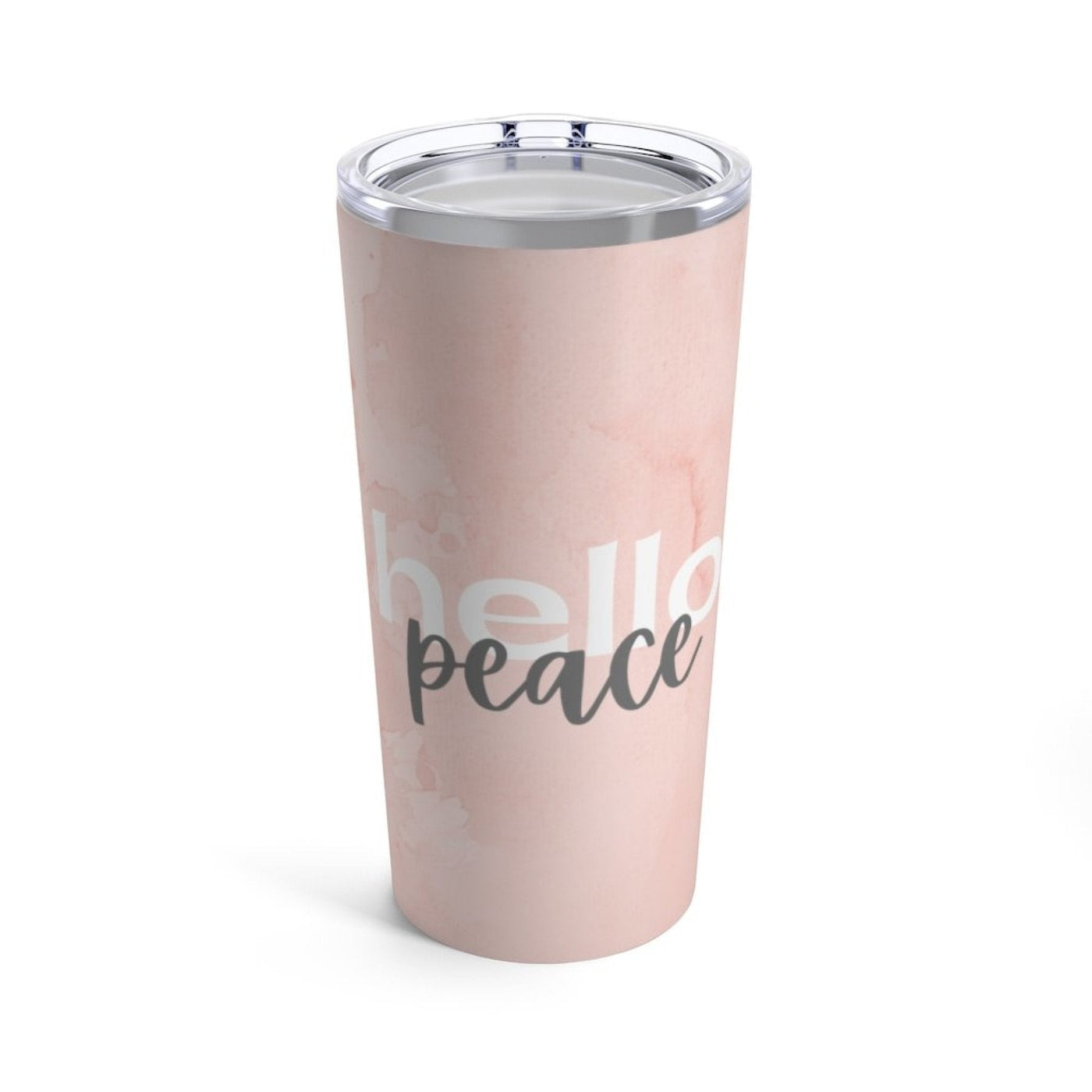 Insulated Tumbler - 20oz Peach Marble Hello Peace Travel Mug - Decorative