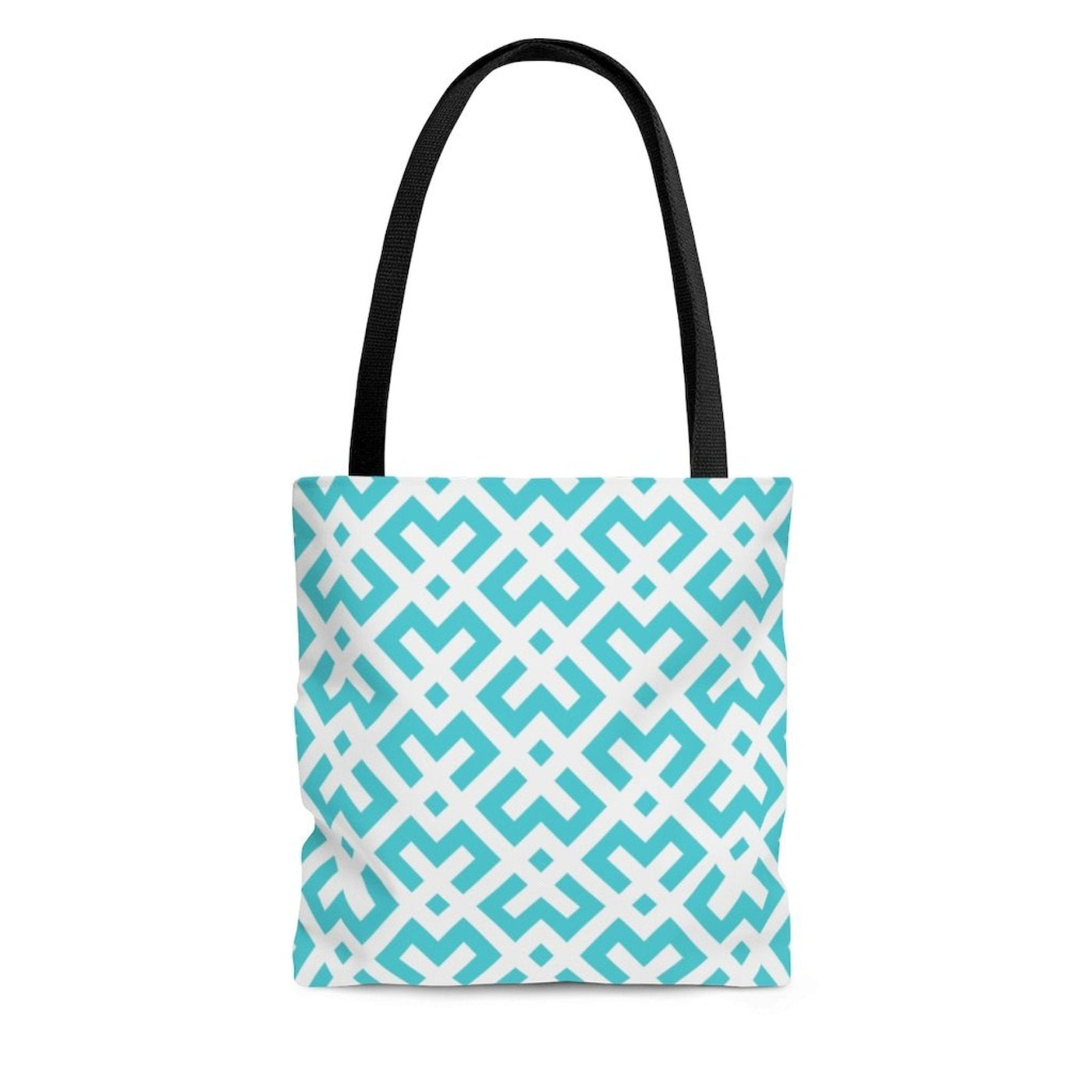 Canvas Tote Bag Green And White Geometric Style Shoulder Bag - Bags | Canvas
