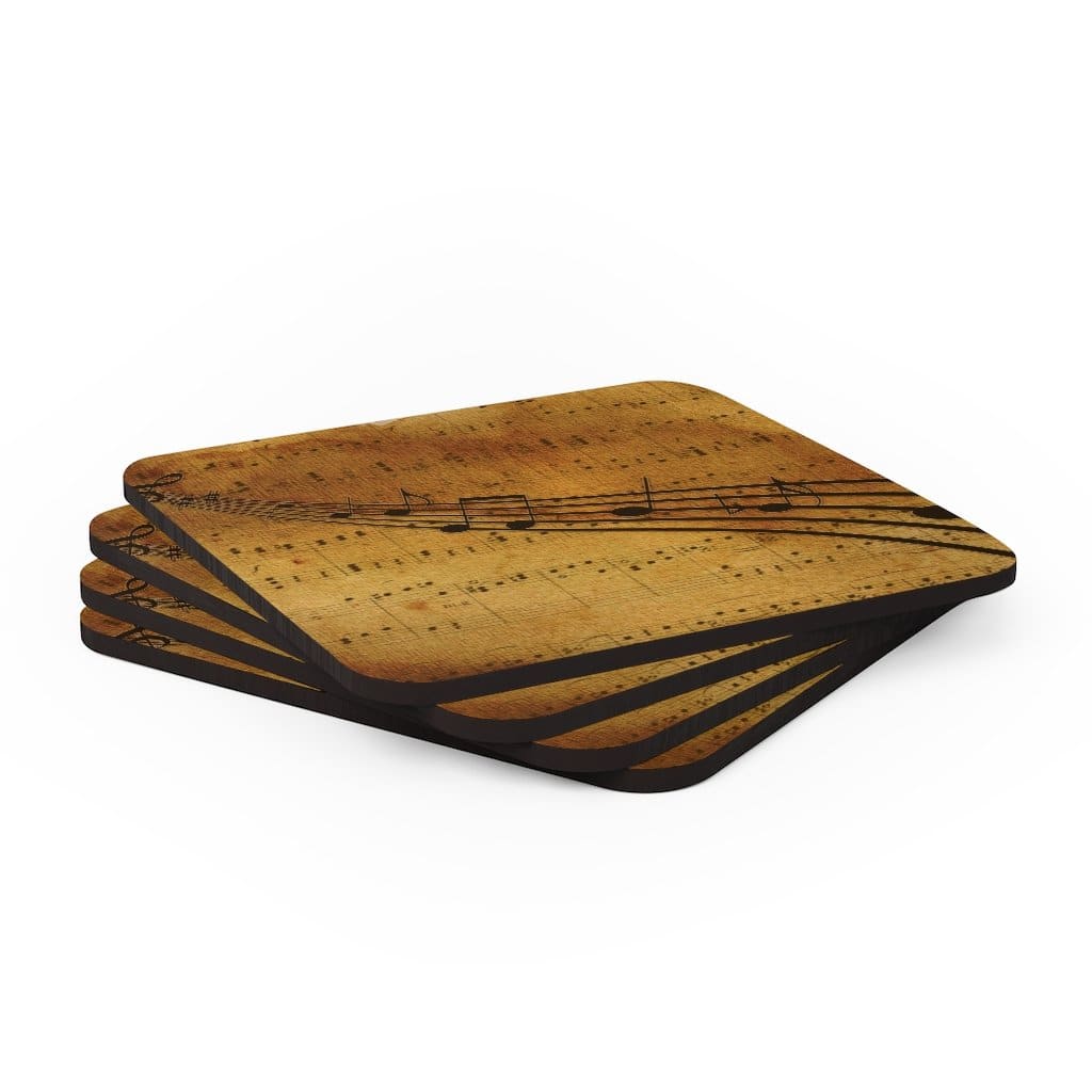 Corkwood Coaster 4 Piece Set Brown Musical Note Style Coasters - Decorative
