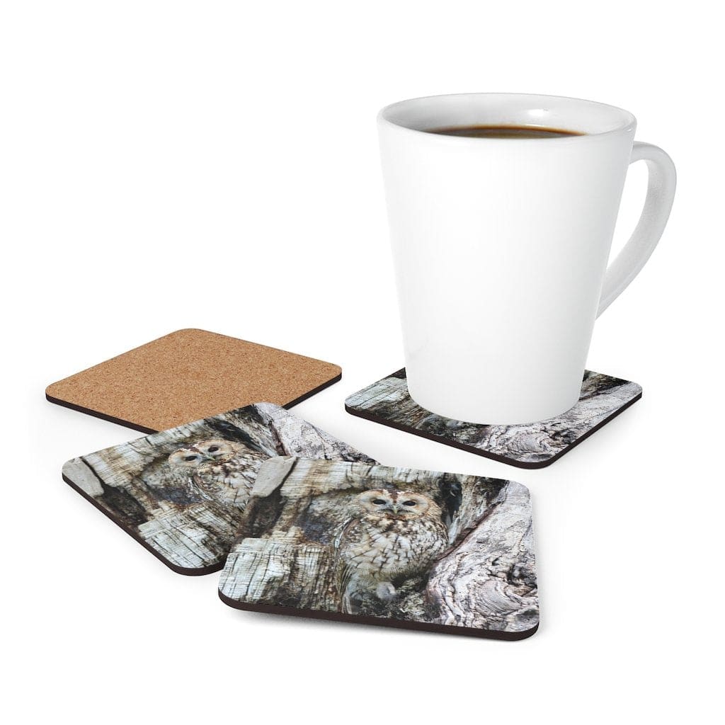 Corkwood Coaster 4 Piece Set Grey Owl Coasters - Decorative | Coasters