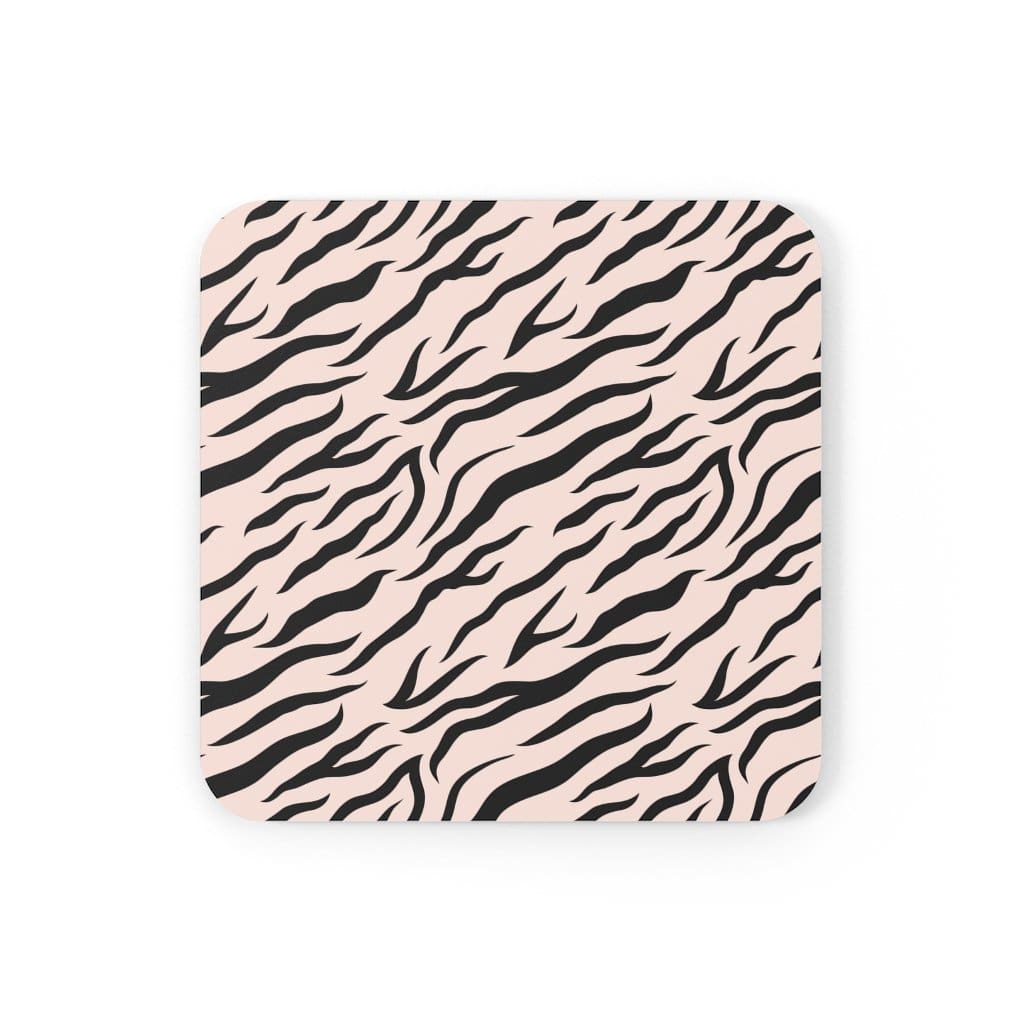 Corkwood Coaster 4 Piece Set Pink & Black Zebra Stripe Style Coasters