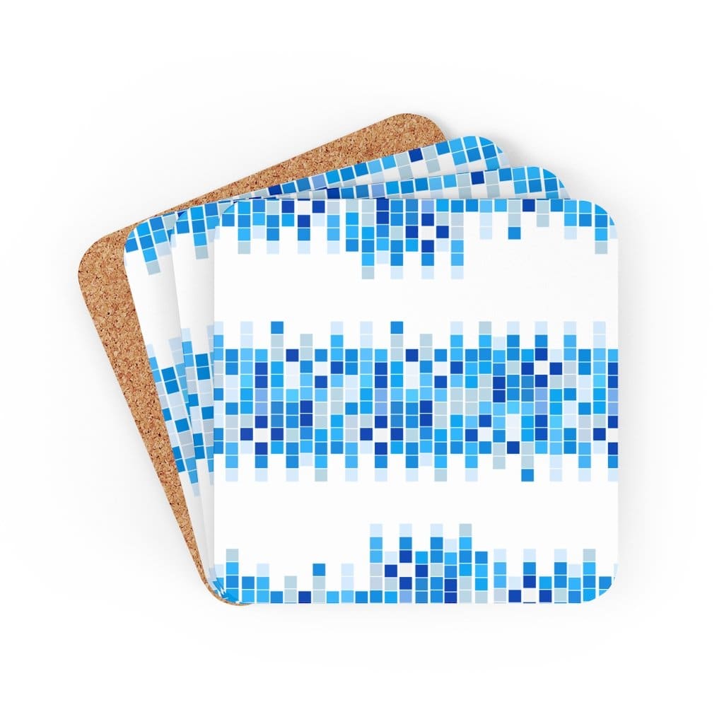 Corkwood Coaster 4 Piece Set White & Blue Mosaic Style Coasters - Decorative