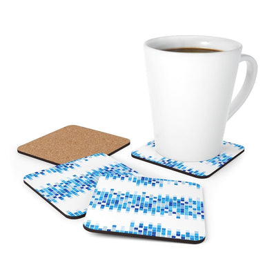 Corkwood Coaster 4 Piece Set White & Blue Mosaic Style Coasters - Decorative