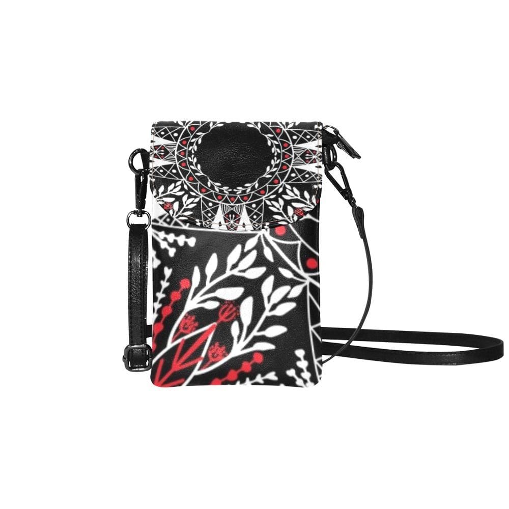 Crossbody Cell Phone Purse Floral Design Black Multicolor - Bags | Wallets