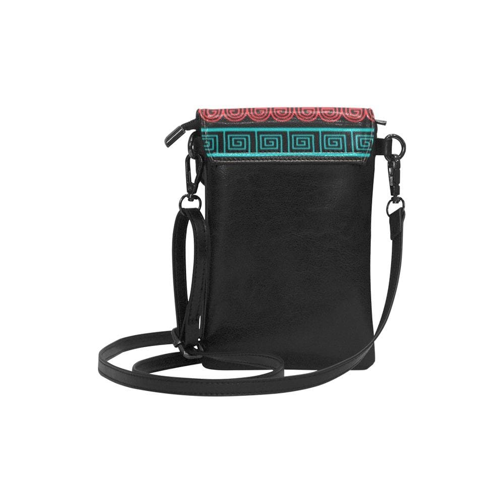Crossbody Cell Phone Purse - Geometric Design - Black - Multicolor
