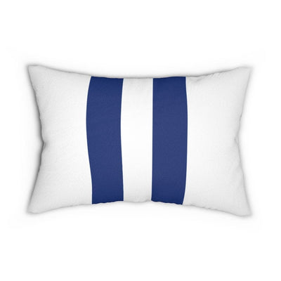 Decorative Lumbar Throw Pillow Blue And White Large Striped Pattern