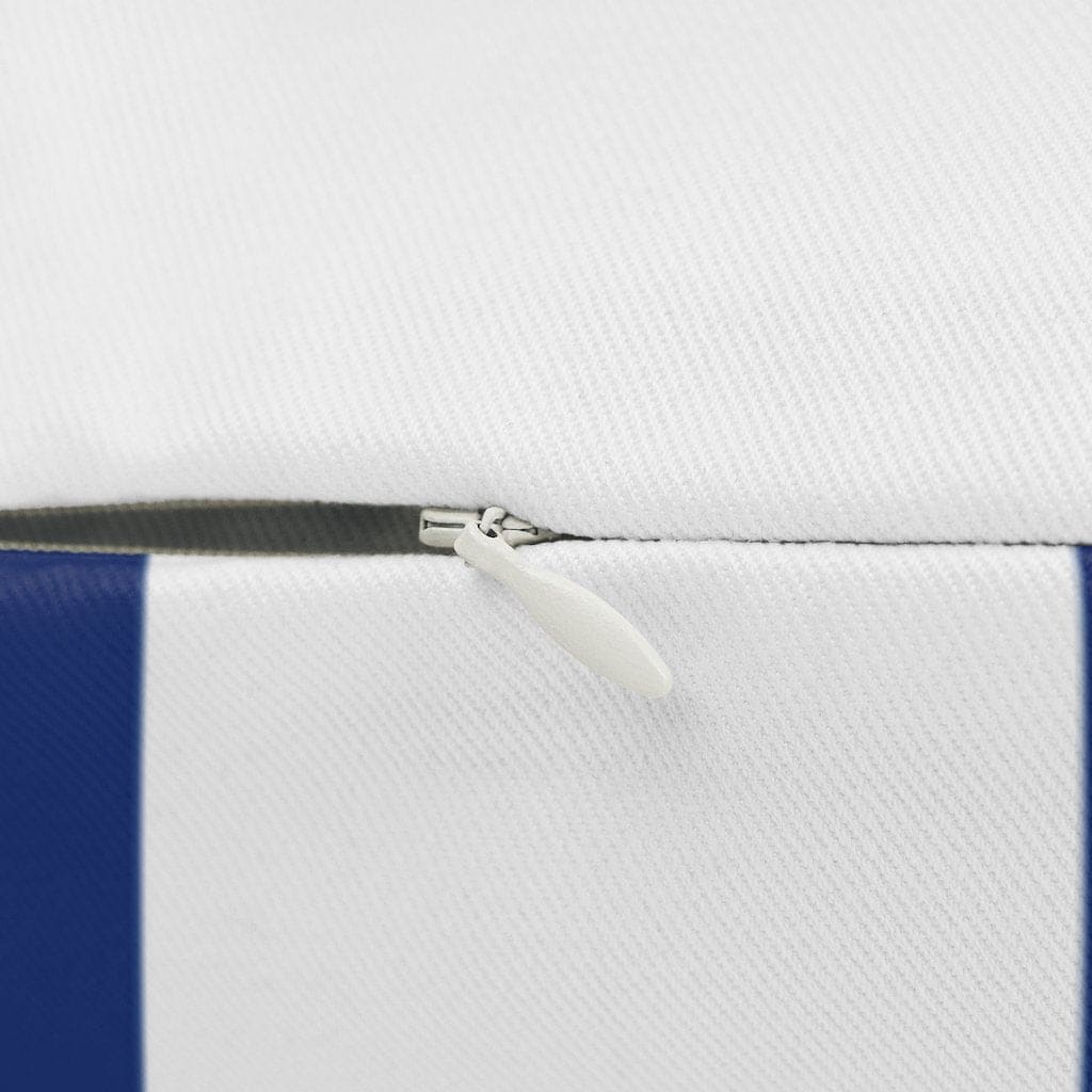 Decorative Lumbar Throw Pillow - Blue and White Large Striped Pattern