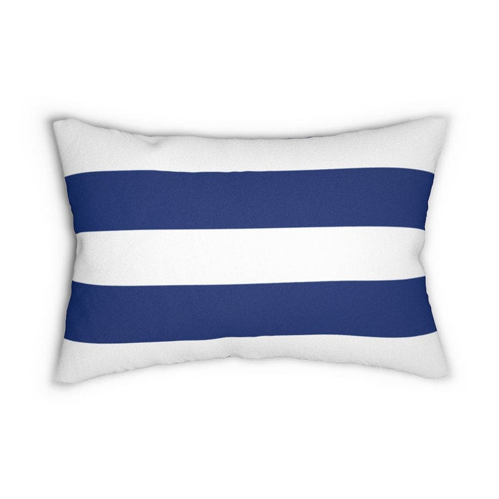 Decorative Lumbar Throw Pillow - Blue and White Large Striped Pattern