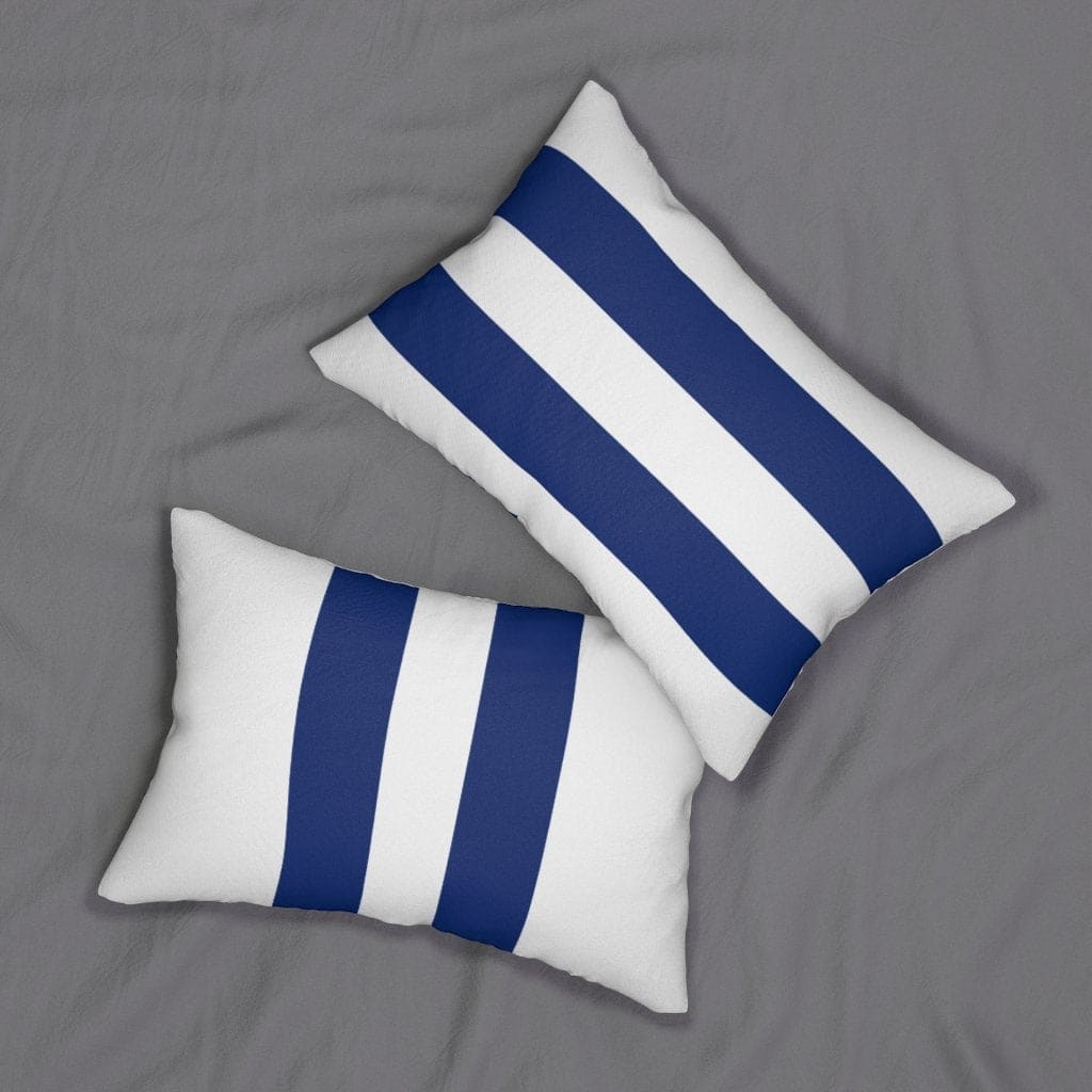 Decorative Lumbar Throw Pillow Blue And White Large Striped Pattern - Decorative