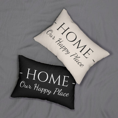 Decorative Throw Pillow - Double Sided / Home Our Happy Place - Beige Black