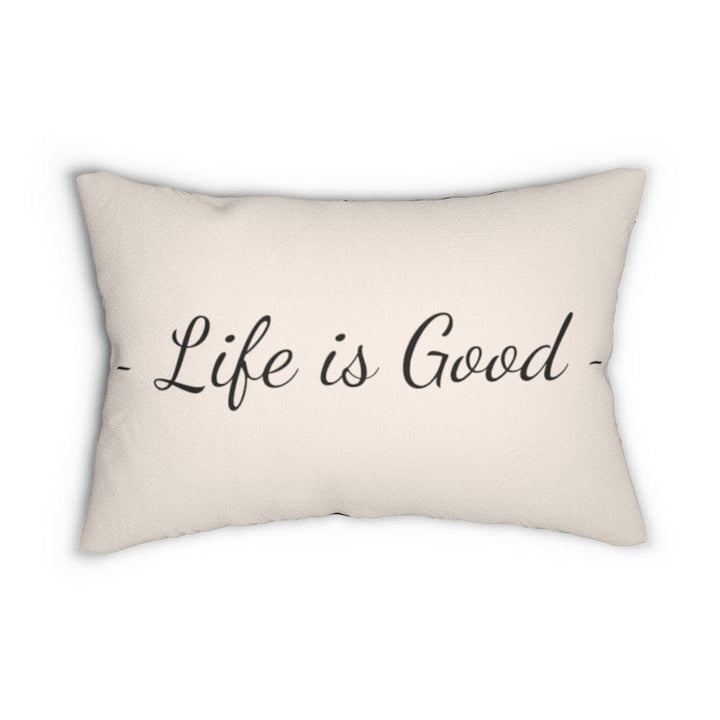 Decorative Lumbar Throw Pillow - Life is Good Print - Beige Black