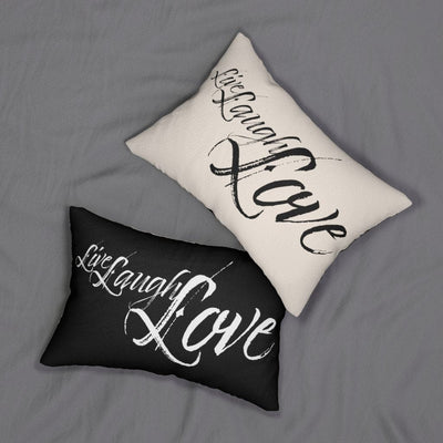 Decorative Throw Pillow - Double Sided / Live Laugh Love - Beige Black