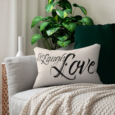 Decorative Throw Pillow - Double Sided / Live Laugh Love - Beige Black