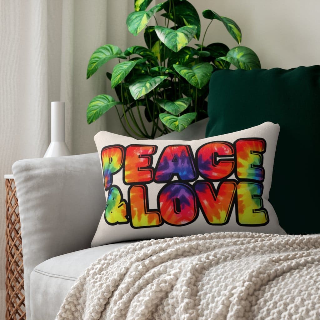 Decorative Lumbar Throw Pillow - Peace and Love - Decorative/Throw