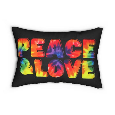 Decorative Throw Pillow - Double Sided / Peace & Love - Beige/rainbow