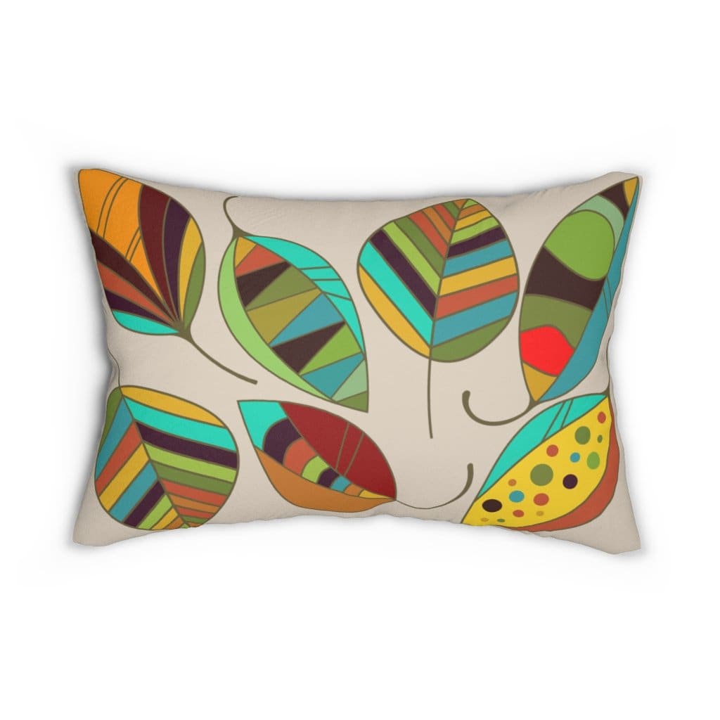 Decorative Lumbar Throw Pillow - Beige Autumn Leaves - Decorative/Throw