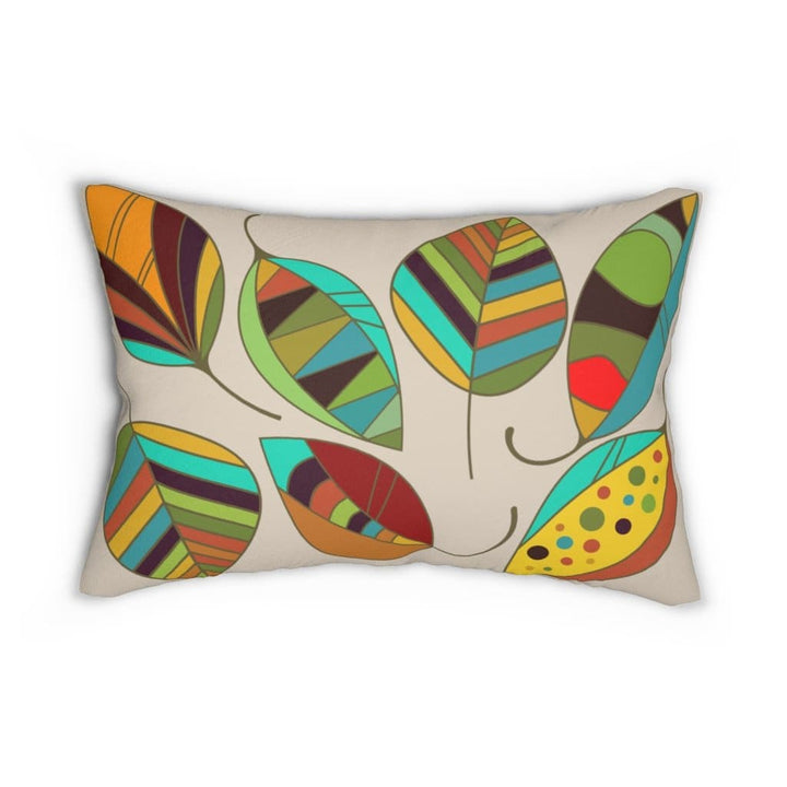Decorative Lumbar Throw Pillow - Beige Autumn Leaves - Decorative/Throw