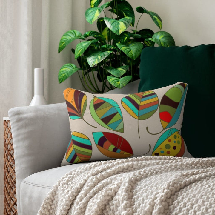 Decorative Lumbar Throw Pillow - Beige Autumn Leaves - Decorative/Throw