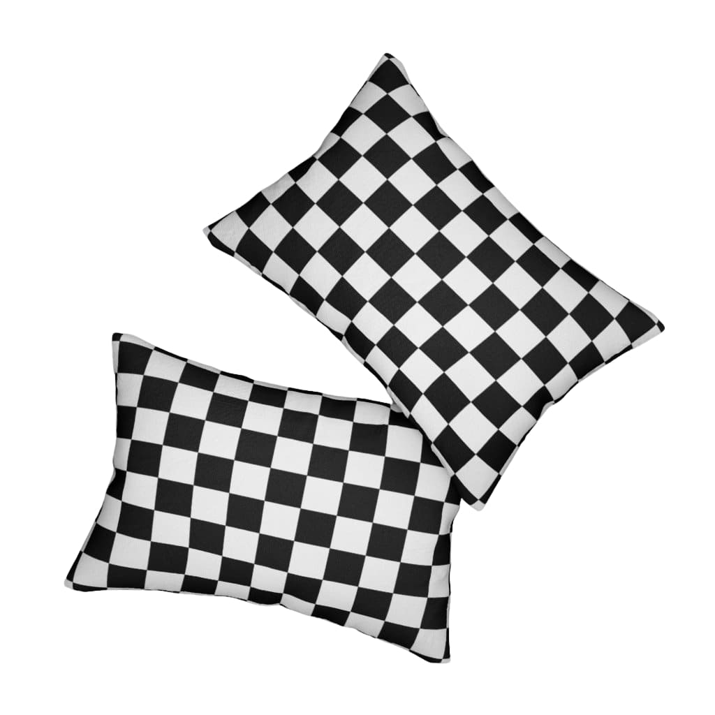 Decorative Lumbar Throw Pillow - Black White Checkers - Decorative/Throw