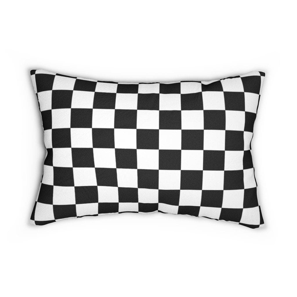 Decorative Lumbar Throw Pillow - Black White Checkers - Decorative/Throw