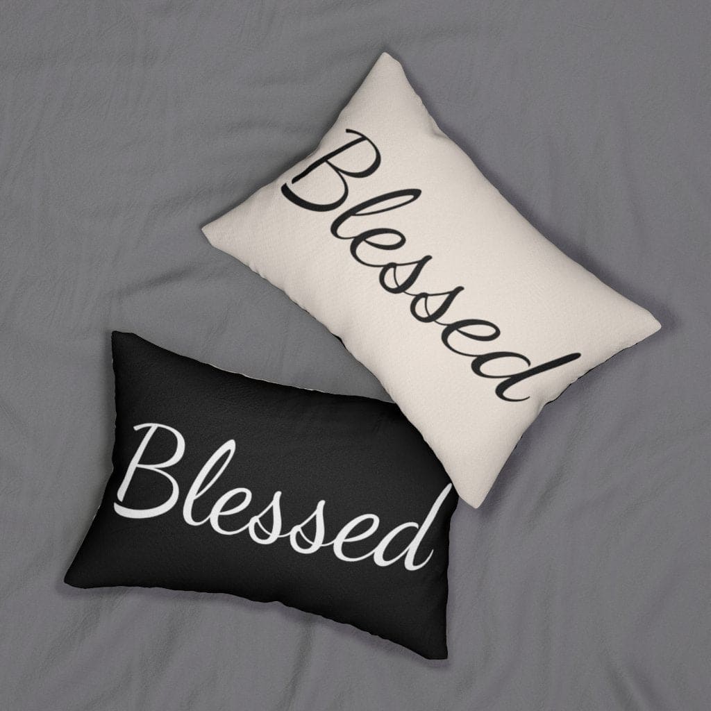 Decorative Throw Pillow - Double Sided Sofa Pillow / Blessed - Beige Black