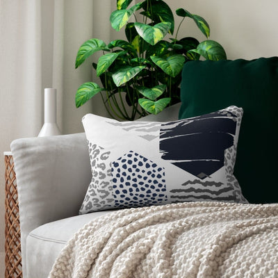 Decorative Lumbar Throw Pillow Blue And Grey Geometric Pattern - Decorative
