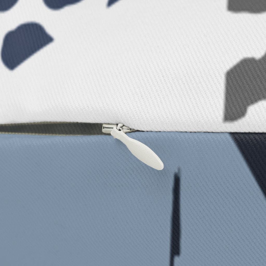 Decorative Lumbar Throw Pillow - Blue and Grey Geometric Pattern