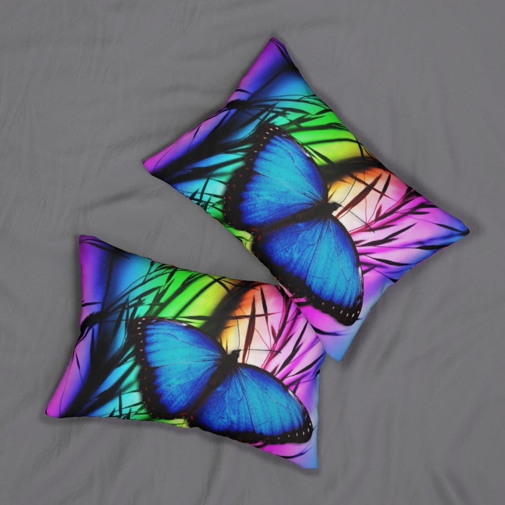 Decorative Lumbar Throw Pillow - Blue Butterfly - Decorative/Throw