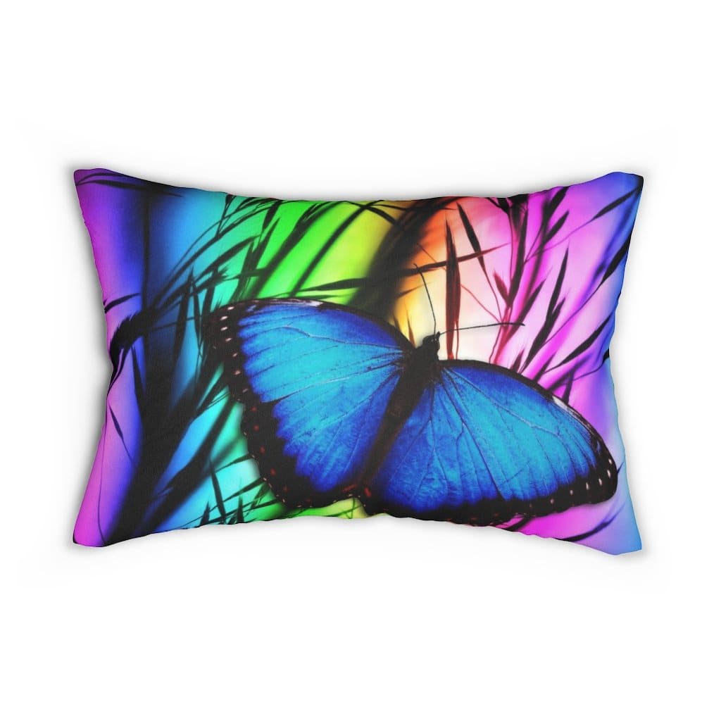 Decorative Lumbar Throw Pillow - Blue Butterfly - Decorative/Throw