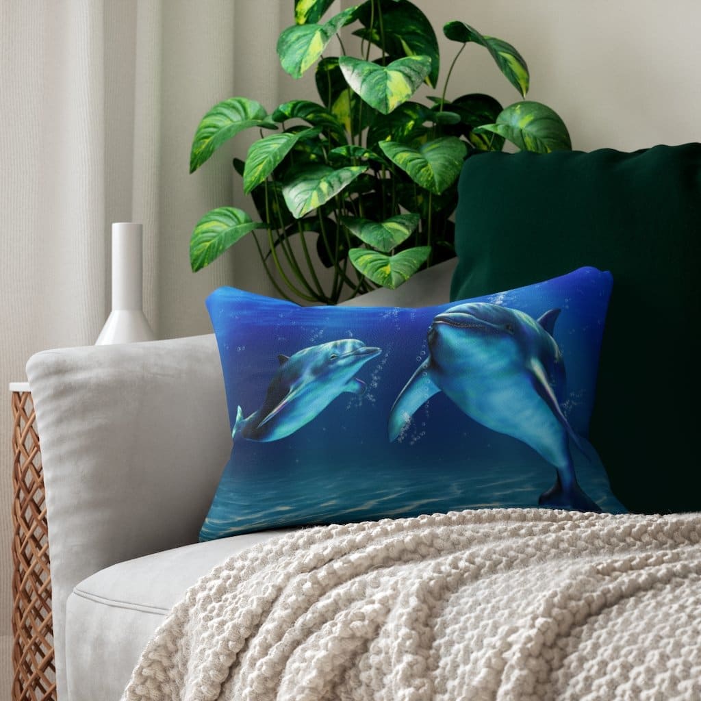 Decorative Lumbar Throw Pillow - Blue Dolphin - Decorative/Throw Pillows/Lumbar