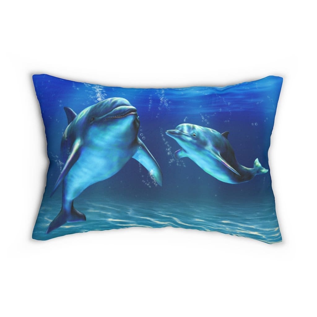 Decorative Lumbar Throw Pillow - Blue Dolphin - Decorative/Throw Pillows/Lumbar