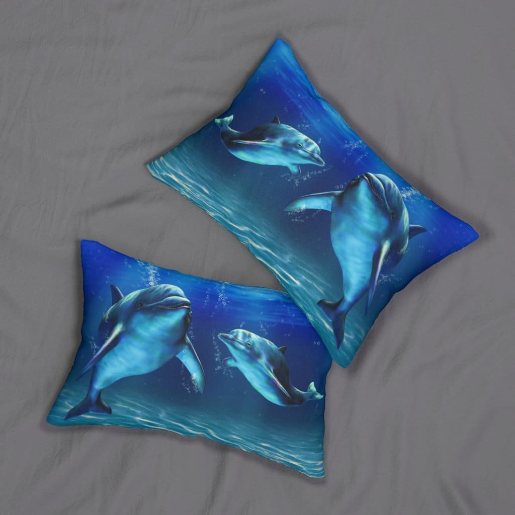 Decorative Throw Pillow - Double Sided Sofa Pillow / Blue Dolphin - Decorative