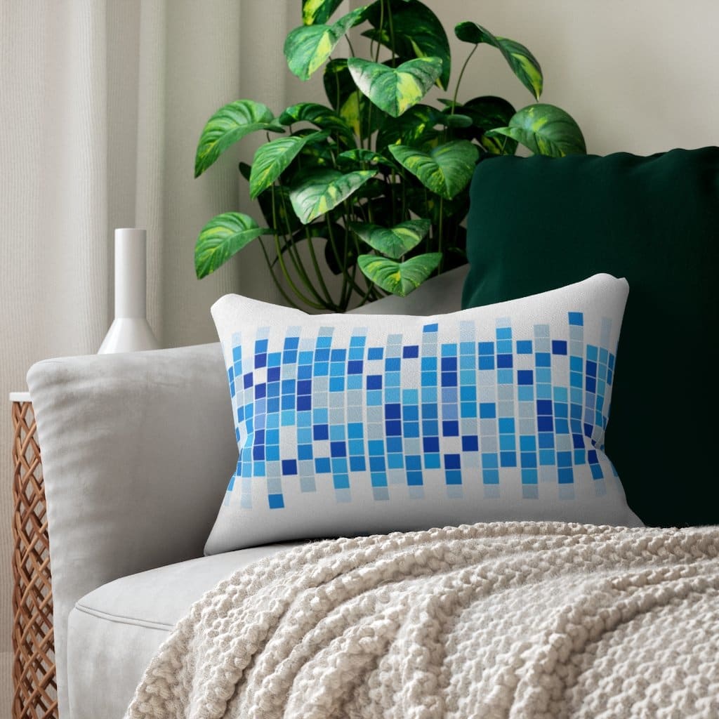 Decorative Throw Pillow - Double Sided Sofa Pillow / Blue Squares - Decorative