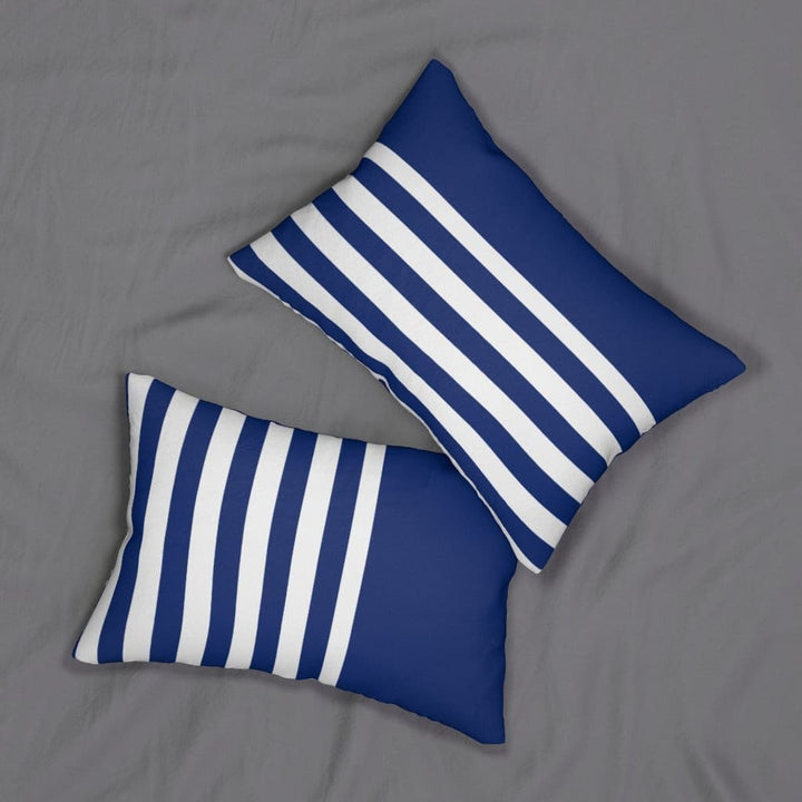 Decorative Lumbar Throw Pillow - Blue and White Striped Pattern