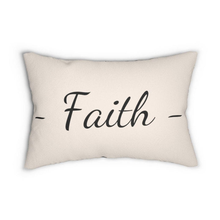 Decorative Lumbar Throw Pillow - Faith - Beige Black - Decorative/Throw