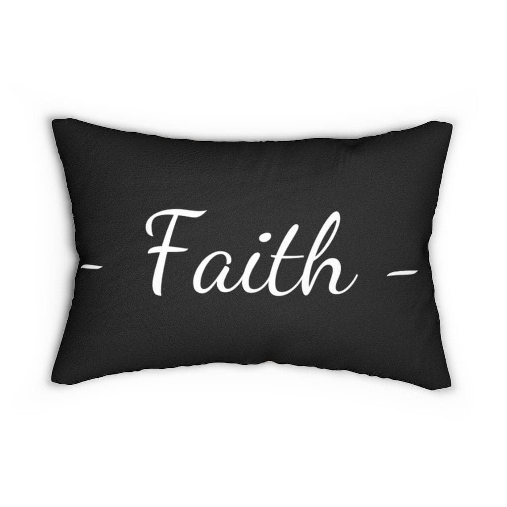 Decorative Lumbar Throw Pillow - Faith - Beige Black - Decorative/Throw