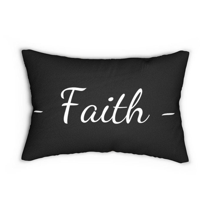 Decorative Lumbar Throw Pillow - Faith - Beige Black - Decorative/Throw