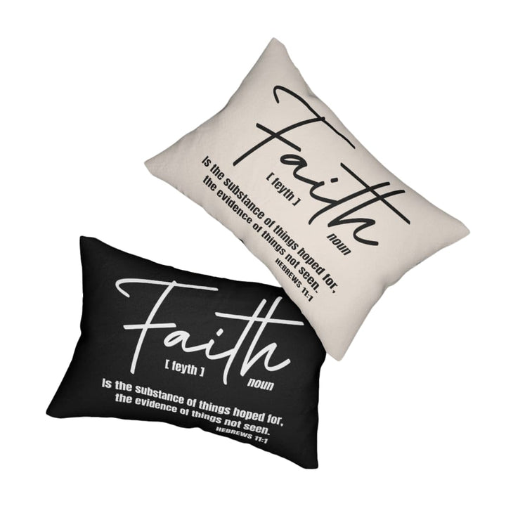 Decorative Lumbar Throw Pillow - Faith - Beige/black - Decorative/Throw