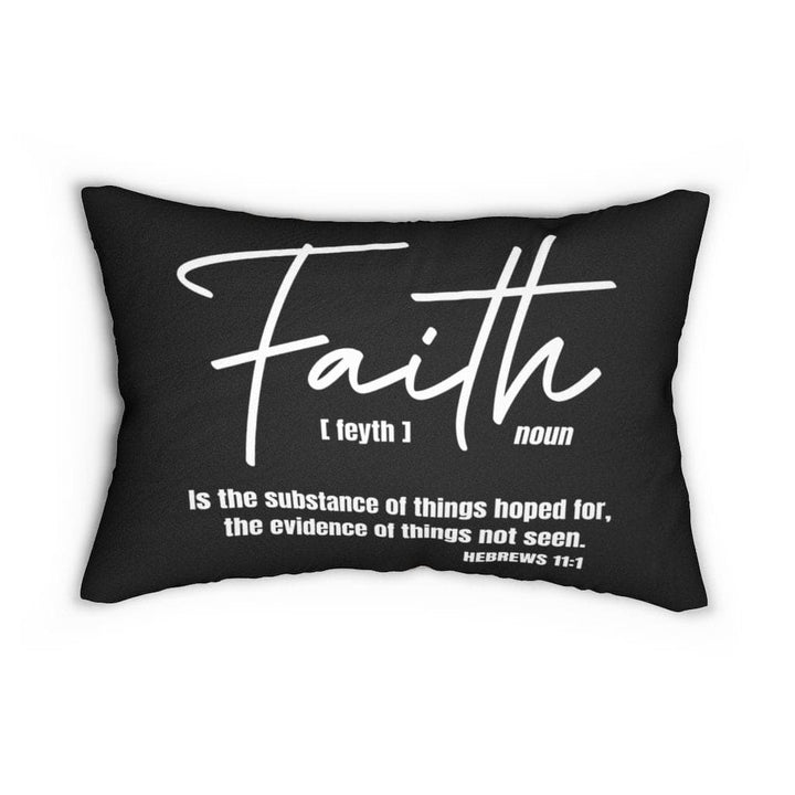 Decorative Lumbar Throw Pillow - Faith - Beige/black - Decorative/Throw