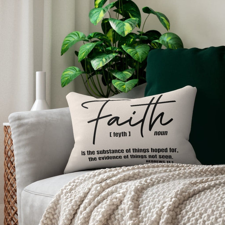 Decorative Lumbar Throw Pillow - Faith - Beige/black - Decorative/Throw