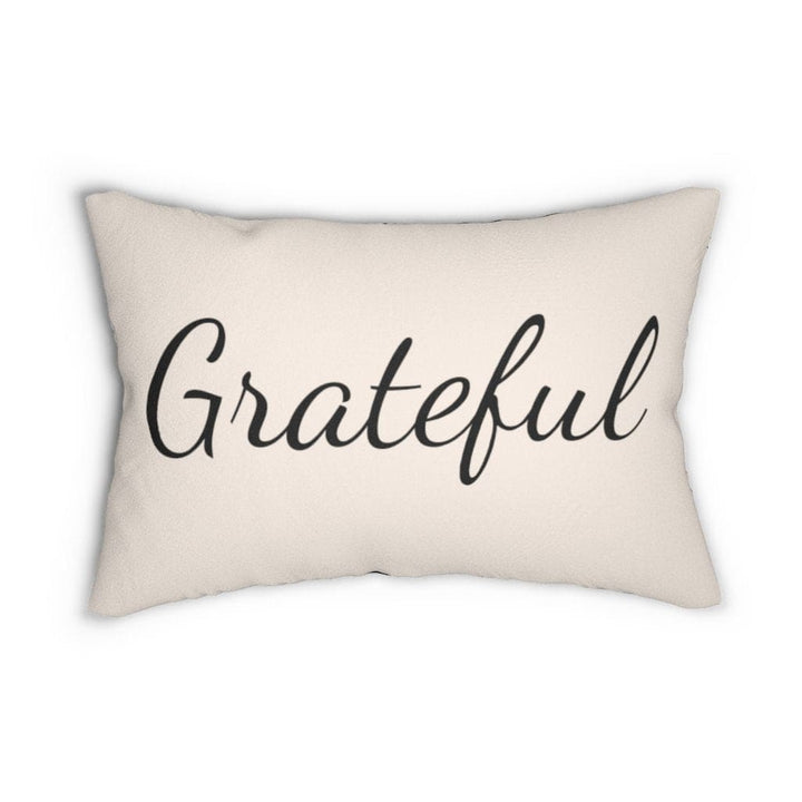 Decorative Lumbar Throw Pillow - Grateful - Beige/black - Decorative/Throw