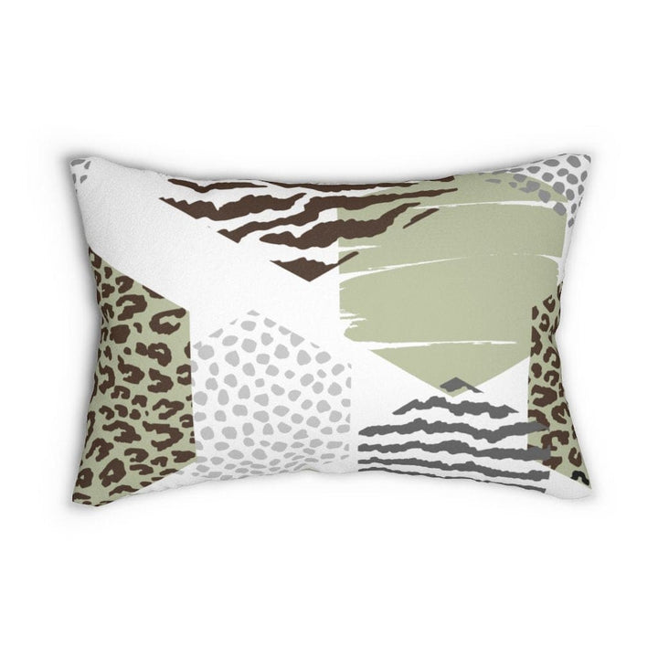 Decorative Lumbar Throw Pillow - Pastel Brown and Green Geometric Pattern