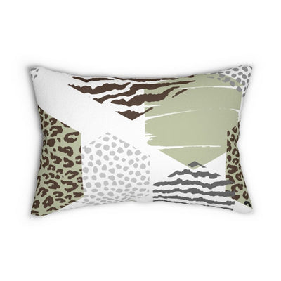 Decorative Lumbar Throw Pillow Pastel Brown And Green Geometric Pattern