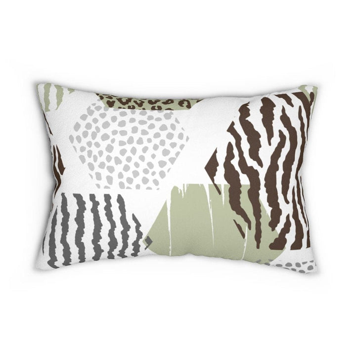 Decorative Lumbar Throw Pillow - Pastel Brown and Green Geometric Pattern