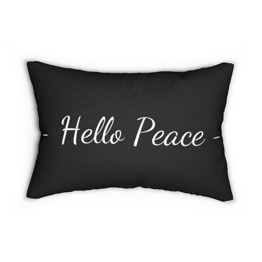 Decorative Lumbar Throw Pillow - Hello Peace - Beige Black - Decorative/Throw