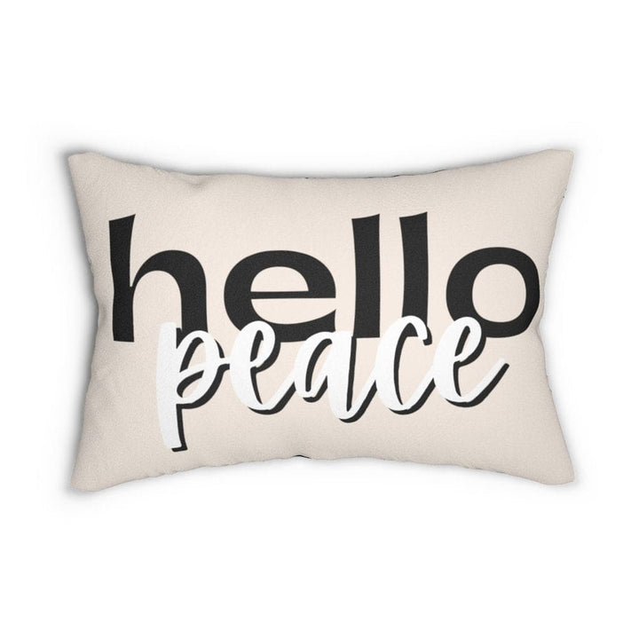 Decorative Lumbar Throw Pillow - Hello Peace - Beige/black - Decorative/Throw